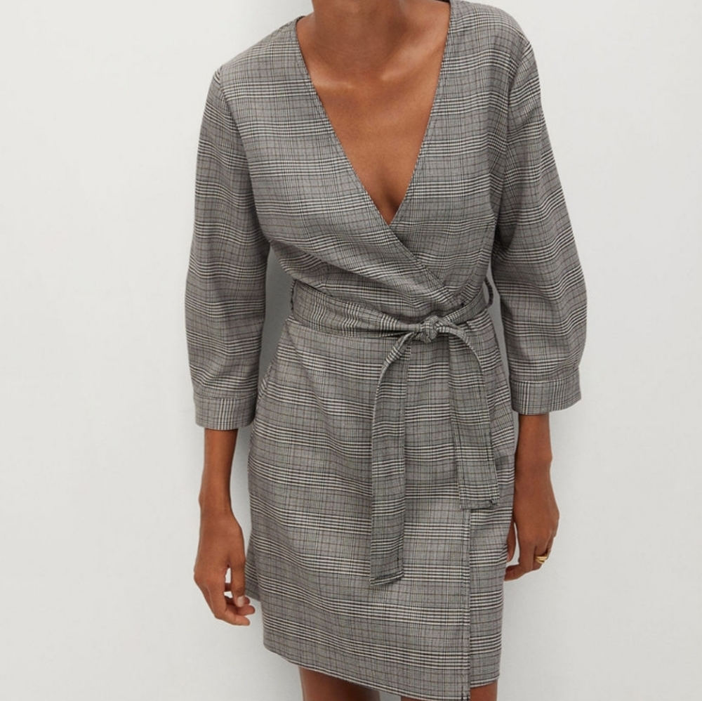 Mango plaid mini dress size US4 NWT